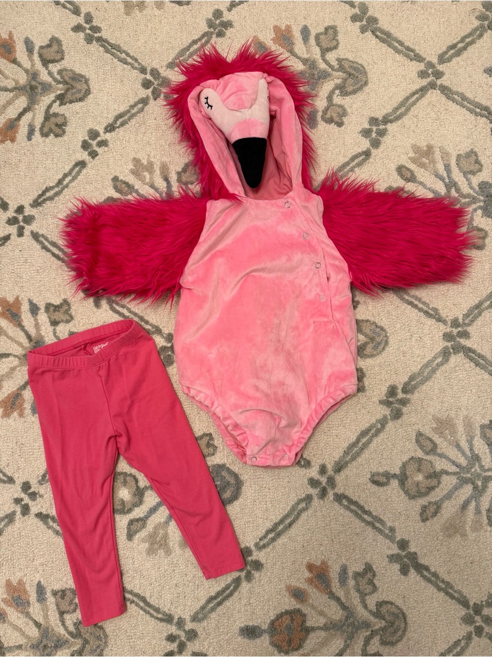 Pottery Barn Pink Flamingo One-Piece Costume with Matching Leggings for Baby